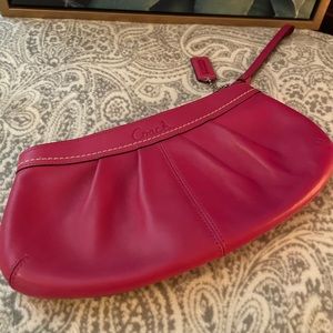 Raspberry Coach leather wristlet